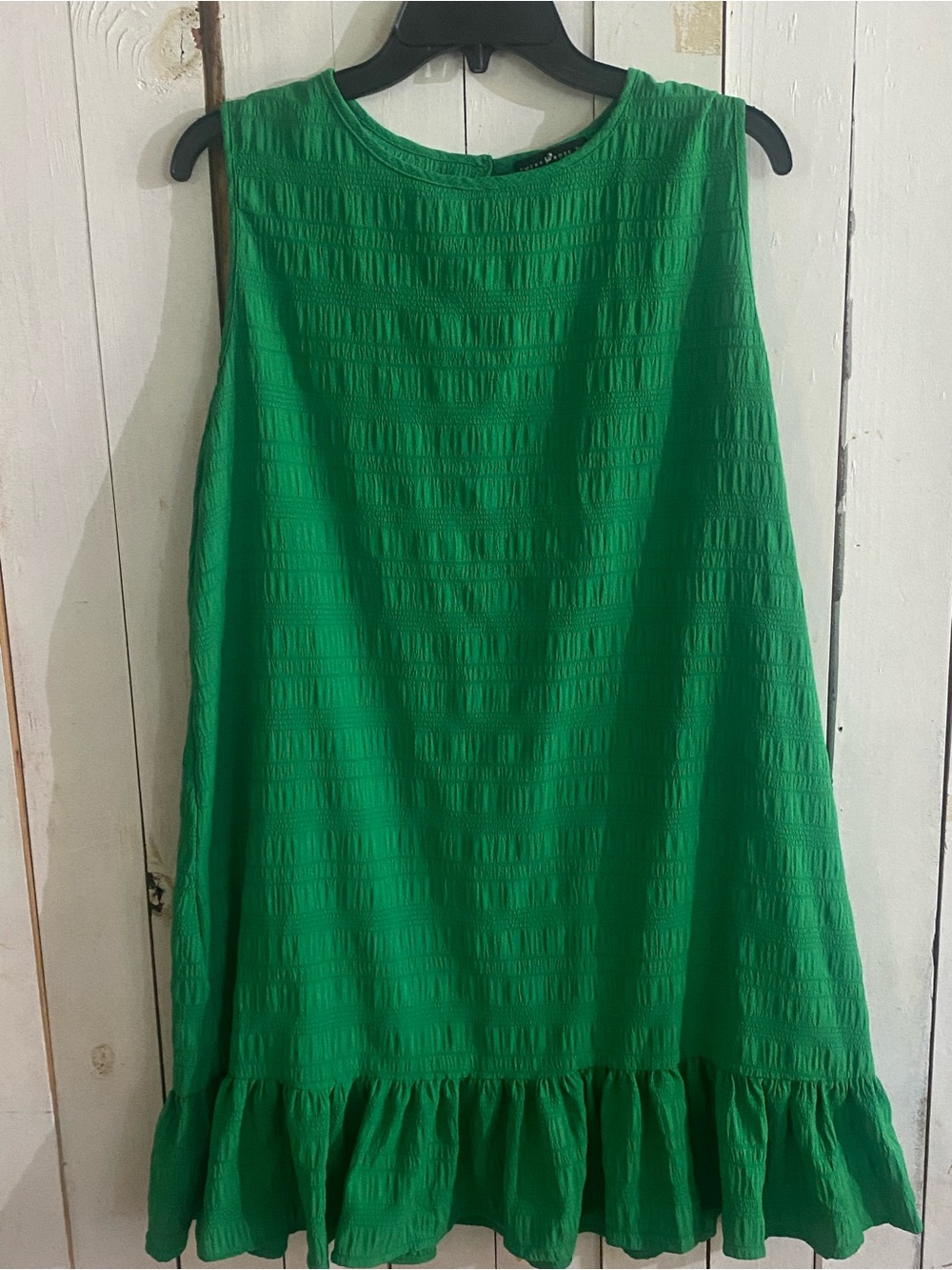 Sleeveless Green Ruffle-Hem A-Line Skirt Dress